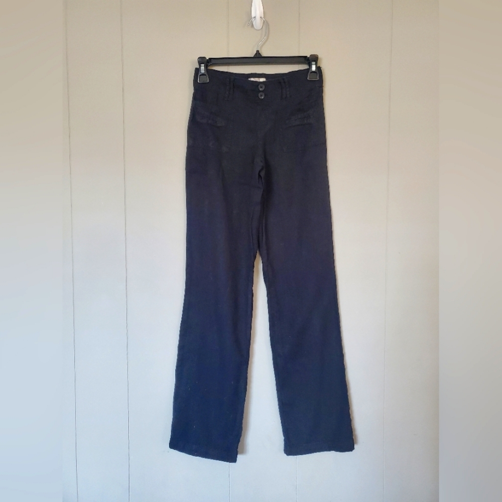 Juniors xs black linen pants with button and zip closure never worn
